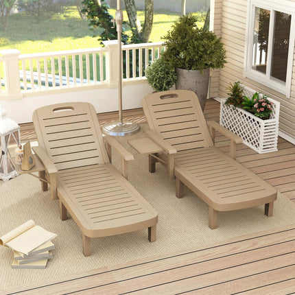 Set of 2 Reclining Sun Loungers, 5 Positions Adjustable Outdoor Chaise Lounge Ch