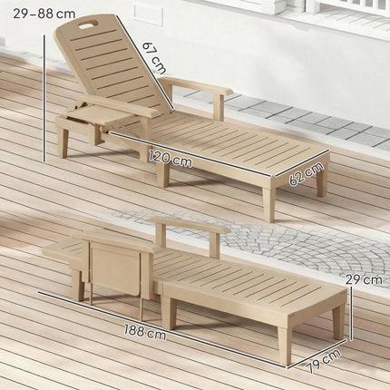 Set of 2 Reclining Sun Loungers, 5 Positions Adjustable Outdoor Chaise Lounge Ch
