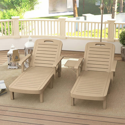 Set of 2 Reclining Sun Loungers, 5 Positions Adjustable Outdoor Chaise Lounge Ch