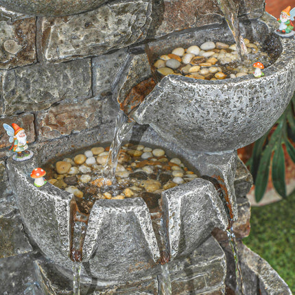 Outdoor Water Fountain with LED Lights, 80cm Tall 5 Tiers Cascading Water Featur