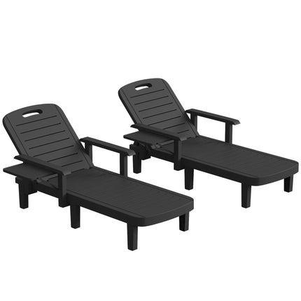 Set of 2 Reclining Sun Loungers, 5 Positions Adjustable Outdoor Chaise Lounge Ch