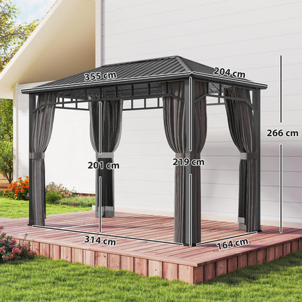 2 x 3.5 m Hardtop Gazebo with Galvanised Steel Roof, Waterproof Permanent Pavili