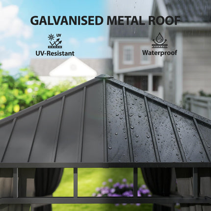 2 x 3.5 m Hardtop Gazebo with Galvanised Steel Roof, Waterproof Permanent Pavili