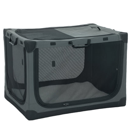 Soft Dog Crate Pet Travel Crate 90 x 64 x 64 cm with Removable Pad Mesh Window Army Green