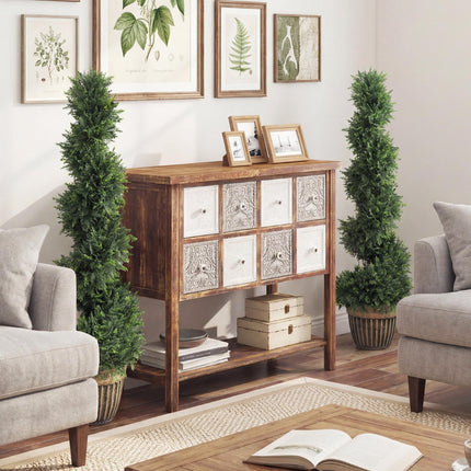 Set of 2 Artificial Plants, Topiary Spiral Cypressd Trees with Pot, for Home Indoor Outdoor Decor, 120cm