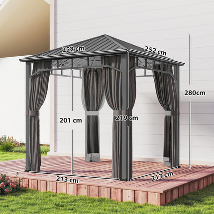 2.5 x 2.5 m Hardtop Gazebo with Galvanised Steel Roof, Waterproof Permanent Pavi