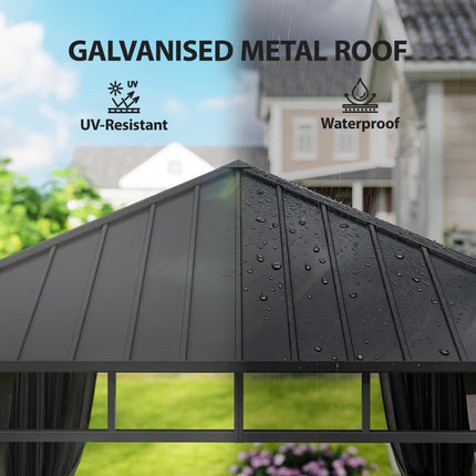 2.5 x 2.5 m Hardtop Gazebo with Galvanised Steel Roof, Waterproof Permanent Pavi