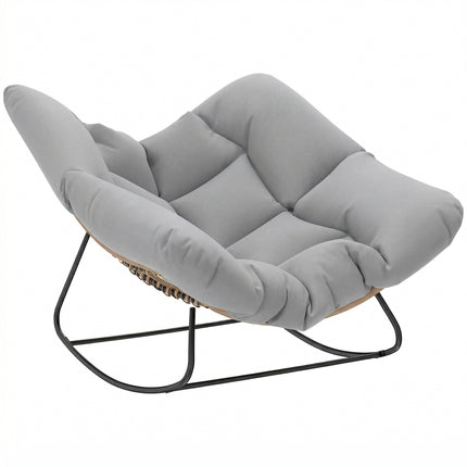 Indoor Outdoor Rocking Chair, Oversized Rocking Egg Chair with Cushion for Livin