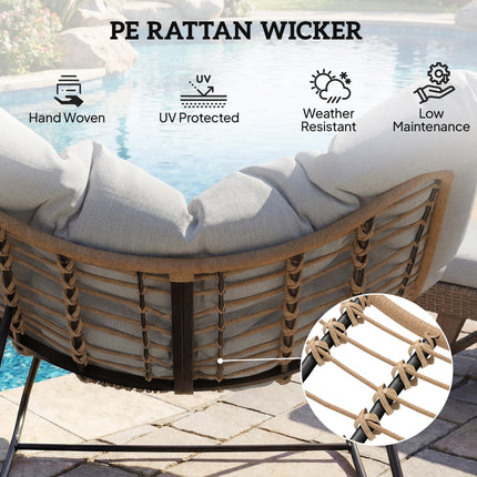 Indoor Outdoor Rocking Chair, Oversized Rocking Egg Chair with Cushion for Livin