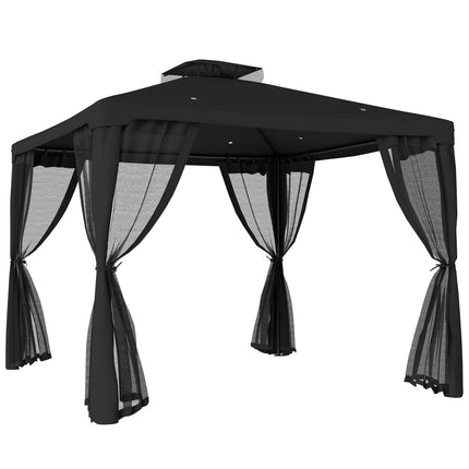 3 x 3 m Metal Gazebo, Garden Pavillion, Double¬†Roof Outdoor Canopy Shelter with