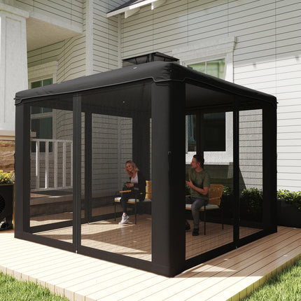 3 x 3 m Metal Gazebo, Garden Pavillion, Double¬†Roof Outdoor Canopy Shelter with