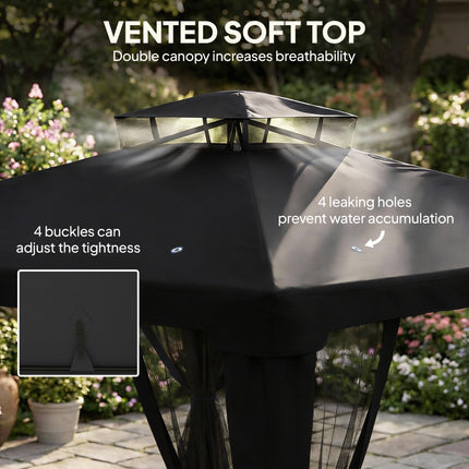 3 x 3 m Metal Gazebo, Garden Pavillion, Double¬†Roof Outdoor Canopy Shelter with