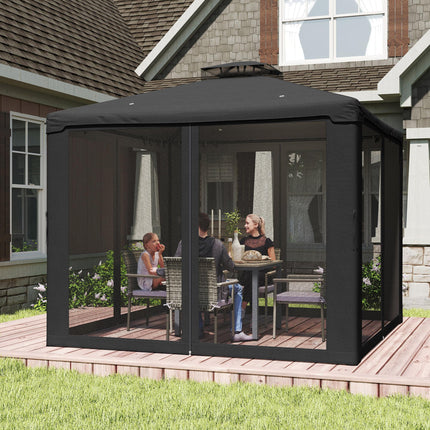 3 x 3 m Metal Gazebo, Garden Pavillion, Double¬†Roof Outdoor Canopy Shelter with