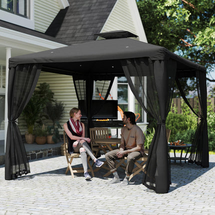 3 x 3 m Metal Gazebo, Garden Pavillion, Double¬†Roof Outdoor Canopy Shelter with