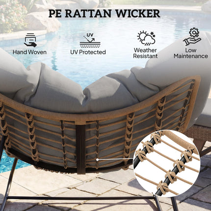 Indoor Outdoor Rocking Chair, Oversized Rocking Egg Chair with Cushion for Livin