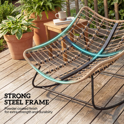 Indoor Outdoor Rocking Chair, Oversized Rocking Egg Chair with Cushion for Livin