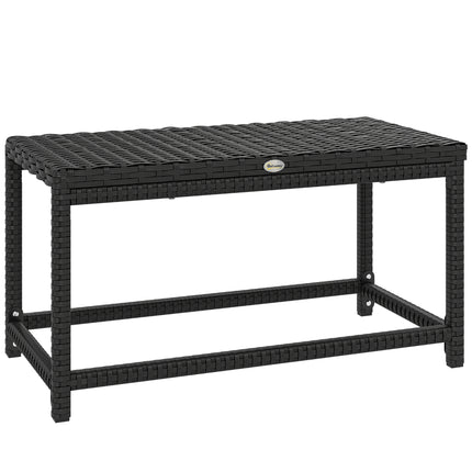 Outdoor Coffee Table Side Table with Rectangular Frame for Patio, Balcony, Black