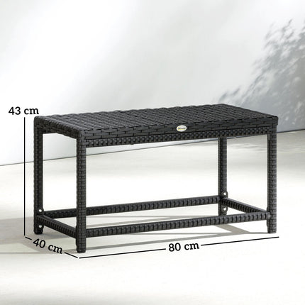 Outdoor Coffee Table Side Table with Rectangular Frame for Patio, Balcony, Black