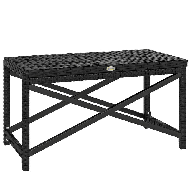 Outdoor Coffee Table Side Table with X-Shape Frame for Patio, Balcony, Black