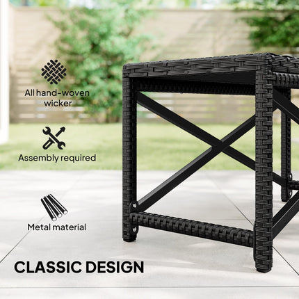 Outdoor Coffee Table Side Table with X-Shape Frame for Patio, Balcony, Black