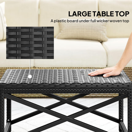 Outdoor Coffee Table Side Table with X-Shape Frame for Patio, Balcony, Black