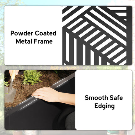 Metal Garden Bed for Garden with Trellis, Raised Garden Bed with Privacy Screen, Geometric Slatted Cut-Out