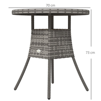 70 cm Wood-Effect Rattan Garden Table - Natural Wood Finish
