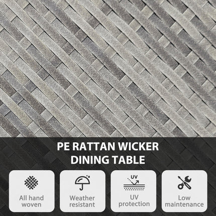 70 cm Wood-Effect Rattan Garden Table - Natural Wood Finish