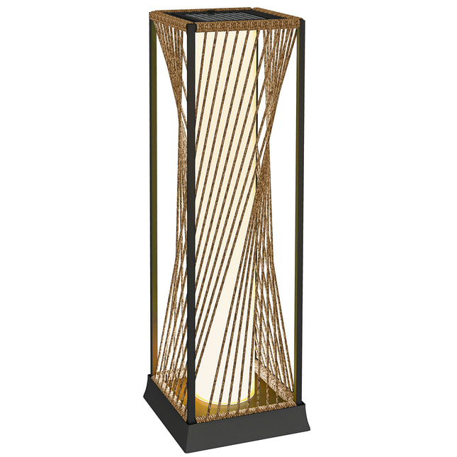 Rattan Solar Garden Lights, Auto On/Off LED Floor Lamp, Sand Brown