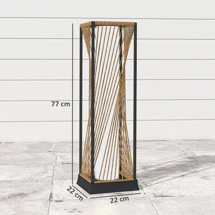 Rattan Solar Garden Lights, Auto On/Off LED Floor Lamp, Sand Brown