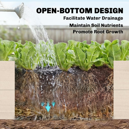 Wooden Raised Bed for Garden, 620L Extra Large Raised Garden Bed with Open Bottom, Outdoor Elevated Planter Box