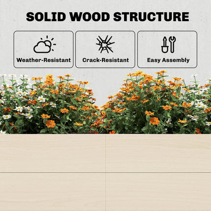 Wooden Raised Bed for Garden, 620L Extra Large Raised Garden Bed with Open Bottom, Outdoor Elevated Planter Box