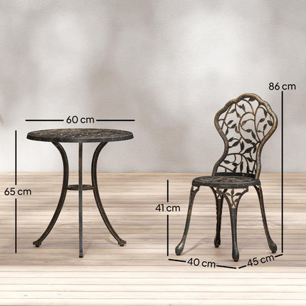 3 Pcs Aluminium Bistro Set Garden Furniture Dining Table Chairs Outdoor Seat Patio Seater Brown