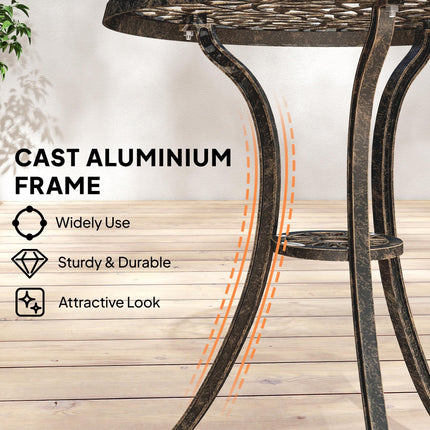 3 Pcs Aluminium Bistro Set Garden Furniture Dining Table Chairs Outdoor Seat Patio Seater Brown