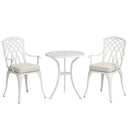 Three-Piece Cast Aluminium Bistro Set - White