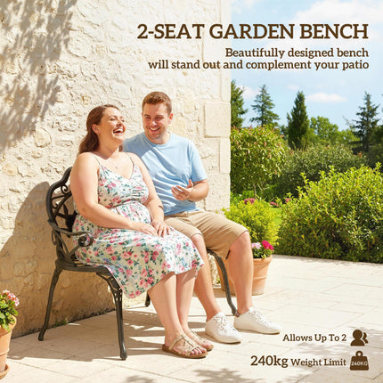 Cast Aluminium Garden Bench - Bronze Tone