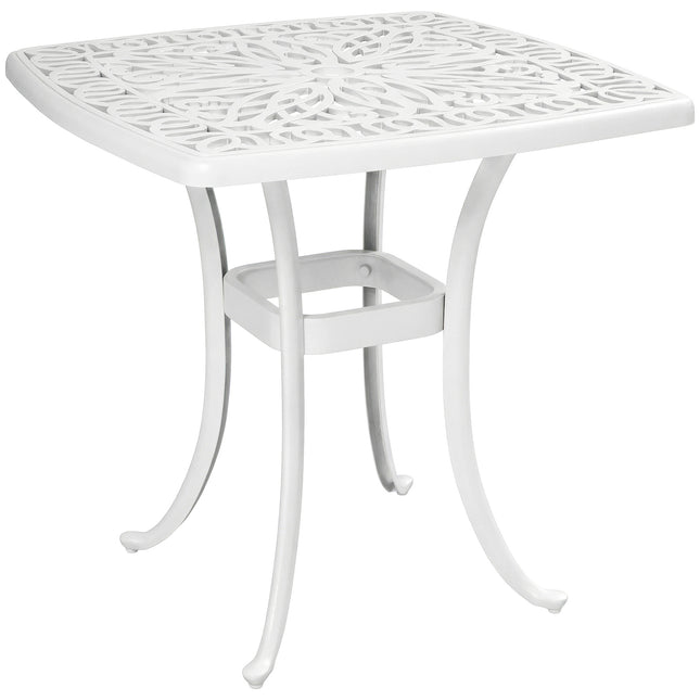 Outdoor Garden Table with 38mm Dia. Umbrella Hole, Cast Aluminium Patio End Table with Anti-slip Foot Pads for Garden