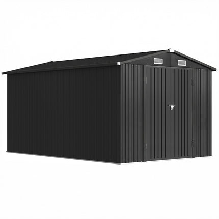 12 x 8 ft Garden Shed, Outdoor Storage Shed with 4 Vents and Lockable Double Doo