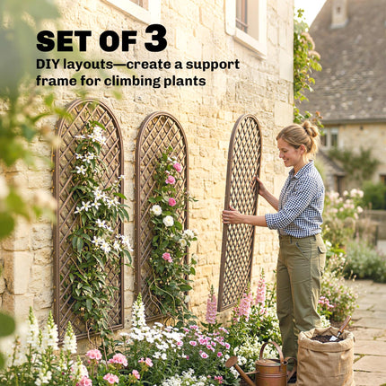 Garden Trellis, Decorative Trellis Panels for Climbing Outdoor Plants, Vegetables, Vines, Flowers, Natural Wood Finish