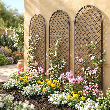 Garden Trellis, Decorative Trellis Panels for Climbing Outdoor Plants, Vegetables, Vines, Flowers, Natural Wood Finish