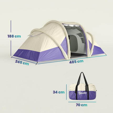 Inflatable Tent 2 Bedroom 3000mm Waterproof Windproof Air Tent with Carry Bag Fo