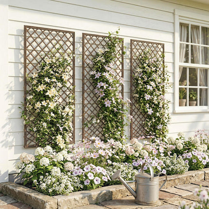 Garden Trellis, Decorative Trellis Panels for Climbing Outdoor Plants, Natural W