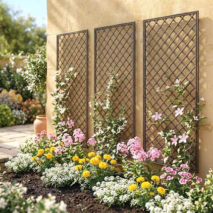 Garden Trellis, Decorative Trellis Panels for Climbing Outdoor Plants, Natural W