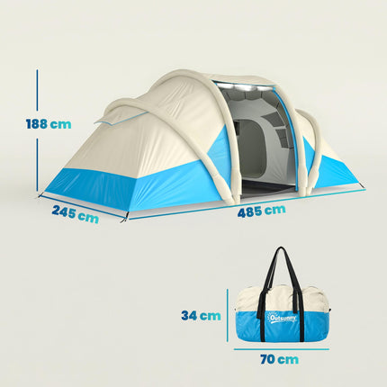 Inflatable Tent 2 Bedroom 3000mm Waterproof Windproof Air Tent with Carry Bag Fo 1