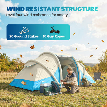 Inflatable Tent 2 Bedroom 3000mm Waterproof Windproof Air Tent with Carry Bag Fo 1
