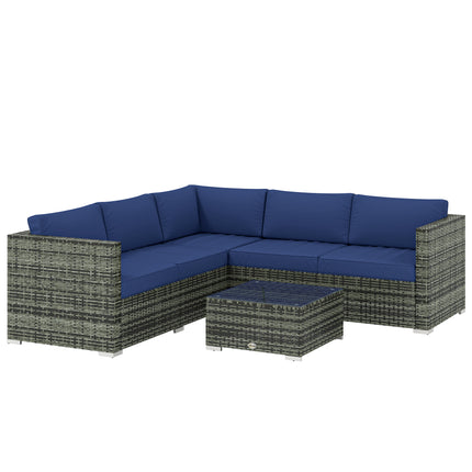 Four-Piece Rattan Sofa Set - Blue