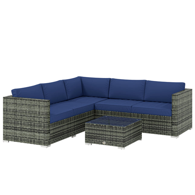 Four-Piece Rattan Sofa Set - Blue