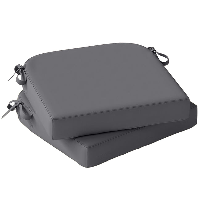Outdoor Chair Seat Cushions Set of 2, Garden Chair Cushions with 7cm Thick Foam & Ties, Dark Grey