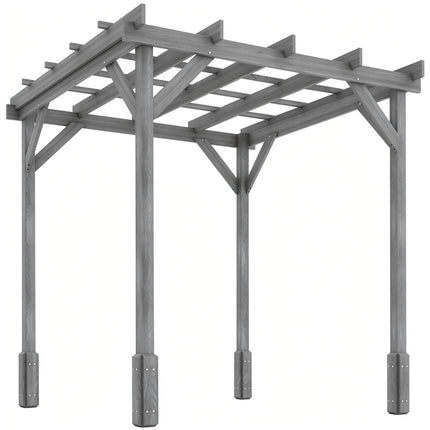 2 x 2m Wooden Pergola Kit, Decorative Garden Gazebo Shelter with Stable Structure for Climbing Vines, Flowers, Grey