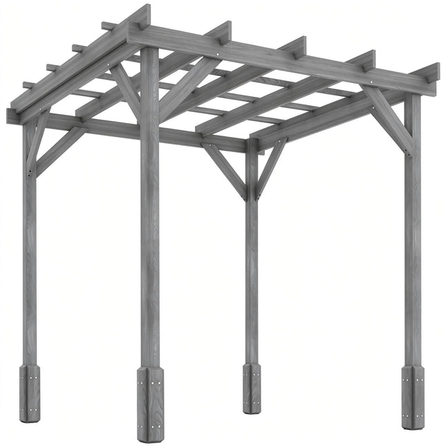 2 x 2m Wooden Pergola Kit, Decorative Garden Gazebo Shelter with Stable Structure for Climbing Vines, Flowers, Grey